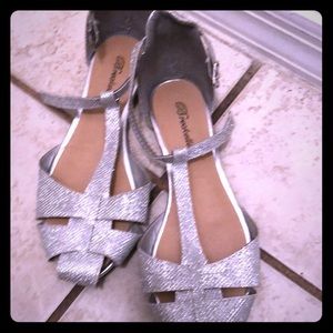 Sparkly silver sandals